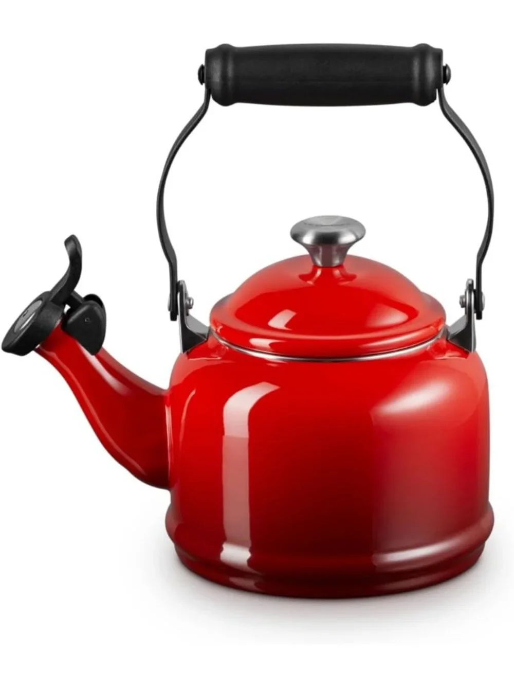 Cerise Red Enamel Steel Demi Teakettle 1.25QT Stainless steel Pot For Kitchen